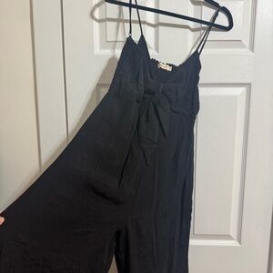 Fashion Nova Vintage Black Smocked Wide-Leg Jumpsuit – Size L